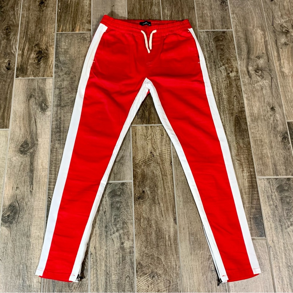 Kayden K Track Pants: Medium 30-34W in Red & White